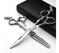 Japan 440C 5.5/6 inch Hair Professional Stylist Bearing Scissors - Salon Studio Modeling Tools - Thinning Scissors (6 inches, 2 Pieces)