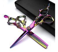 Japan 5.5 inch Hair Profession Stylist Scissors Hair Salon Studio Professional Modeling Tools Cutting scissorsChinese Dragon Design + thinning Scissors (2pcs)