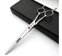 Japan 7 inch Hair Stylist Scissors Hairdressing Salon Studio Professional Modeling Tools Micro-Bent Head Cutting Scissors + thinning Scissors (Cutting Scissors)