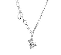 Japan and South Korea Bear Necklace Heavy Industry Women's Summer Pendant Thai Silver, 44+5cm