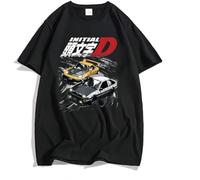 Japan Anime Initial D T-Shirt Men Summer Cool Short Sleeves Tshirt Casual Homme Tshirt Racing Drift Car Graphic Cotton Tees Black