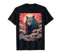 Japan Anime Wolf Kitsune Samurai Oni Style Art T-Shirt