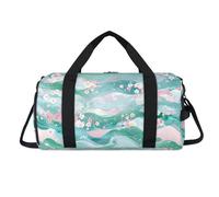 Japan Art Flowers Sport Duffel Bag with Shoes Compartment Overnight Weekender Bags Travel Gym Luggage Organizer for Women Men Kids Girls Boys