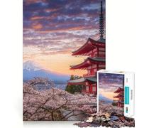 Japan at Chureito Pagoda A Jigsaw Puzzle for Teenagers 1000 Pieces Strong Memory Calm Daily Joyful Challenge Xmas Gift (38x26cm)