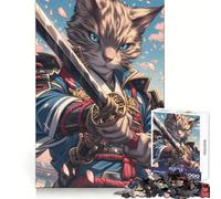 Japan Bengal Cat Samurai Jigsaw Puzzles for Adults 1000 Pieces Cognitive Skill Bright Color Fun Challenge Perfect Decor (38x26cm)