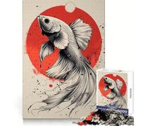 Japan Betta Fish Poster Jigsaws 1000 Pieces for Teenagers Recall Boost Bright Color Pattern Build Christmas Surprise (50x75cm)