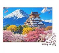 Japan Castle Spring 1000 Piece Jigsaw for Adults Snowy Mount Fuji And Traditional Japanese Castle Premium Sturdy Vibrant Challenging Hard Stress Relief 70x50cm/1000pcs