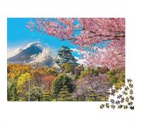 Japan Castle Spring 1000 Pieces Puzzle ForAdults Kids Beautiful View Mt Fuji Cherry Blossom Decoration Puzzle Decompression Jigsaw for Men And Women Challenging Puzzles Jigsaw 38x26cm/1000pcs