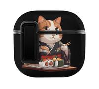 Japan Cat Eating Sushi Cute Case PC Earbud Cases Protective Cover Compatible for AirPods 4