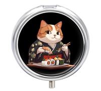 Japan Cat Eating Sushi Pill Box 3 Compartment Small Portable Medicine Case Pill Organizer for Pocket Purse