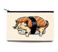 Japan Cat Printed Zip Canvas Pouch Makeup Bag Make Up Bag, Cosmetic Travel Bag,Toiletry Bag,Organizer Bags,Toiletry Bags, Bride Bridesmaid Bag,Pencil Bag,Wash Bag,Coin Purse (Sushi Cat)