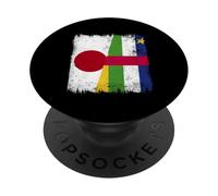 Japan Central African Republic Half Flag Japanese CAR Roots PopSockets Adhesive PopGrip
