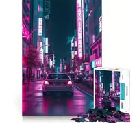 Japan City Synthwave 1000 Piece Jigsaw Puzzles for Adults Brain Logic Tight Connection Family Fun Birthday Art Gift (38x52cm)