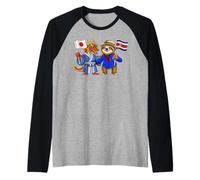 Japan Costa Rica Flag Japanese Costa Rican Roots Raglan Baseball Tee
