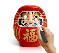 JAPAN CRAFT Daruma Doll - Red 9cm / 3.5 inch Height - Good Luck Japanese Goal Setting & Dharma Zen Spirit Lucky Charm Decoration Gift - Traditional Authentic Japanese Decor & Ornaments - Size 1