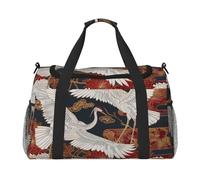 Japan Cranes Chrysanthemums Printed Travel Duffle Bag for Men Women Large Sport Gym Bag Handbag with Shoulder Strap for Travel Weekend Fishing Hunting
