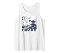 Japan Culture Icon Retro Great Pagoda Landscape Theme Tank Top