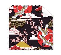 Japan Culture Japanese Style Cranes Fuji Sakura Cloud Sun Repeat Illustration Pattern Glasses Cloth Cleaning Cloth Phone Screen Cleaner 5pcs