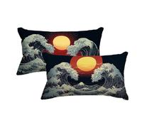 Japan Cushion Covers 30 x 60, Set of 2 Landscape Cushion Covers, Decorative Pillow Cases with Invisible Zipper, Throw Pillow Case Set of 2 Sofa Cushions, Pillowcases for Sofa Couch Home Decor -4887