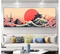 Japan Diamond Art Kits Adults, 5D Large Ocean Waves Diamond Painting with Square Drills DIY Full Drill Gem Big Crystal Art, Crafts Mosaic Kits for Adults, for Home Wall and Gifts 36x108inch, Model686