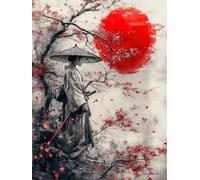 Japan Diamond Art Kits Adults, Diamond Painting Warrior Crystal Art Kits for Adults Kids DIY 5D Square Full Drill Gem Dots Embroidery Paintings Crafts Picture for Beginners, Room Decor 35x50cm 2a-226