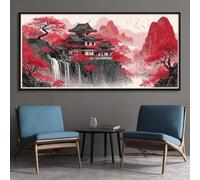 Japan Diamond Art Kits Adults, DIY 5D Large Diamond Painting Waterfall Full Square Drill Crystal Art Kits 11.8x23.6 Inch, Embroidery Cross Stitch Canvas Painting by Numbers for Home Wall Decor (SQ10)