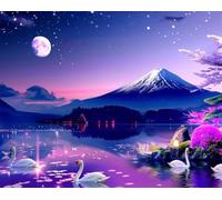 Japan Diamond Art Kits Adults Kids, 24x35 Inch Full Square Drill Mount Fuji 5D DY Diamond Painting with Complete Tools, Rhinestone Gem Art Crafts Home Wall Decor Fun Craft Gift for Family FC-887