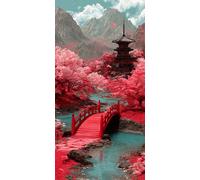 Japan Diamond Painting Kit with Complete Set of Diamond Art Accessories, 5D DIY Full Drill Embroidery Kit, Architecture Diamante Gems Canvas Wall Art Crafts for Adults, Room Decor 40 x 80in DZSH2450