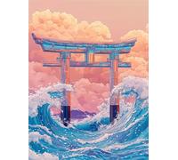 Japan Diamond Painting Kits for Adults, 5D Full Drill Square Diamond Art Kits, DIY Rhinestone Embroidery Cross Stitch Arts and Crafts, Crystal Art Painting for Home Wall Decor Gift 12x20inch Q-771B