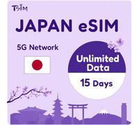 Japan eSIM 15 Days Unlimited Data | Refillable Plan | Get eSIM in Hours | Auto Activation | 5G Network with Tethering/Hotspot/Internet Sharing | Data-Only, No Voice Calls | 24x6 Support