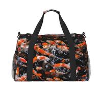 Japan Fancy Carp Fishes Print Weekender Bag,Gym Bag with,Carry On Luggage Overnight Weekend Bag, Holdall Handbag & Shoulder Bag for Travel Fitness