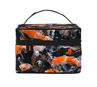 Japan Fancy Carp Fishes Travel Makeup Bag - Elegant and Spacious Cosmetic Organizer for On-The-Go