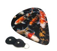 Japan Fancy Koi Carp Fishes 6 Pack Guitar Picks With Holder, Personalized Guitar Plectrums Non-Slip Portable Ukulele Bass Picks 0.46mm For Acoustic Guitar Lovers Gifts