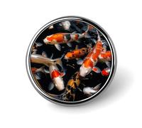 Japan Fancy Koi Carp Fishes Button Pin Round Alloy Lapel Pins Badges Novelty Funny Enamel Pins Button Lapel Personalized Pinback Button Badges Cute Brooche Pin for Backpacks Jackets Bags