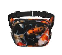 Japan Fancy Koi Carp Fishes Fanny Pack For Women Waterproof Adjustable Belt Bags Waist Pack Fashion Casual Crossbody Bags Bum Bag For Running Workout Hiking Traveling, Black, One Size