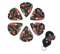 Japan Fancy Koi Carp Fishes Guitar Picks 5 Set（30PCS）, Celluloid Plectrums with Guitar Pick Holder, Abstract Art Pics Personalized Custom Guitar Picks for Bass, Acoustic Electric Guitars 0.96mm