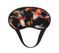 Japan Fancy Koi Carp Fishes Sleep Mask for Side Sleeper, Blackout Sleep Eye Mask Comfortable Blindfold Eyeshade Soft Breathable Sleeping Mask with Elastic Strap Silk Eye Covers for Travel