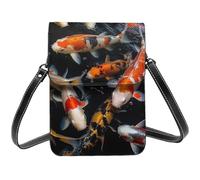 Japan Fancy Koi Carp Fishes Small Crossbody Bags For Women Cell Phone Purse Pu Leather Wallet Bag With Shoulder Strap