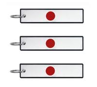 Japan Flag Keychain Tag with Key Ring - Keys, Cars, Motorcycles, Backpacks, Luggage and Gifts - EDC (3 Pack)