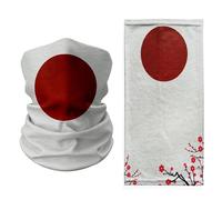 Japan Flag Neck Gaiter with Cherry Blossom Accent - Multifunctional Face and Head Cover - Lightweight, Breathable, and Stylish National Identity Bandana for Travel, Daily Use, and Sport
