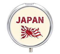 Japan Flag Small Pill Organizer with 3 Compartments Travel Medicine Case Portable Round Vitamin Storage Box