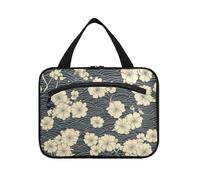Japan Floral Pattern Ink Cloud Hanging Shaving kit Travel Bag with Hook, Designer Chic Shaving Bag for Men for Essentials for Women Toilet estuche de maquillaje para Mujer L