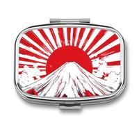 Japan Fuji Mountain Rising Sun Pill Box 2 Compartment Pill Case Decorative Organizer Storage Boxes Holder Cute