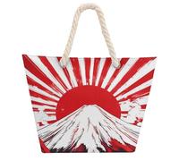 Japan Fuji Mountain Rising Sun Tote Bags for Women Men Shoulder Beach Bag Shopping Handbag with Hemprope Handle