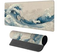 Japan Gaming Mouse Mat 1600x800x3mm, Waves Mouse Pad Large, Desk Mat with Stitched Edge, Mousepad with Non-Slip Rubber Base, Office Accessories, Keyboard Pad, for PC, Gaming, Desk Accessories W-5079
