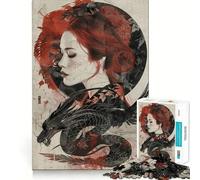 Japan Geisha And Dragon 1000-piece Jigsaw Puzzles Mindful Game Anxiety Relief Enjoyable Challenge Home Art (50x75cm)