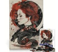 Japan Geisha And Dragon 1000-piece Jigsaw Puzzles Mindful Game Anxiety Relief Enjoyable Challenge Home Art (50x75cm)