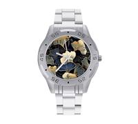 Japan Ginkgo Tree Leaf Floral .png Men's Watches Stainless Steel Watch Strap Analog Quartz Watch Business Wristwatches