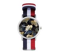 Japan Ginkgo Tree Leaf Floral .png Sport Watch for Men Women Nylon Strap Wrist Watch Analog Quartz Watch