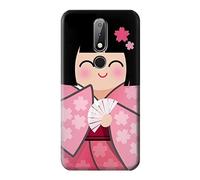 Japan Girl Hina Doll Kimono Sakura Case Cover For Nokia X6, Nokia 6.1 Plus